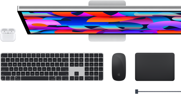 Mac-accessoires: AirPods, Studio Display, Magic Keyboard, Magic Mouse, Magic Trackpad, MagSafe-oplaadkabel
